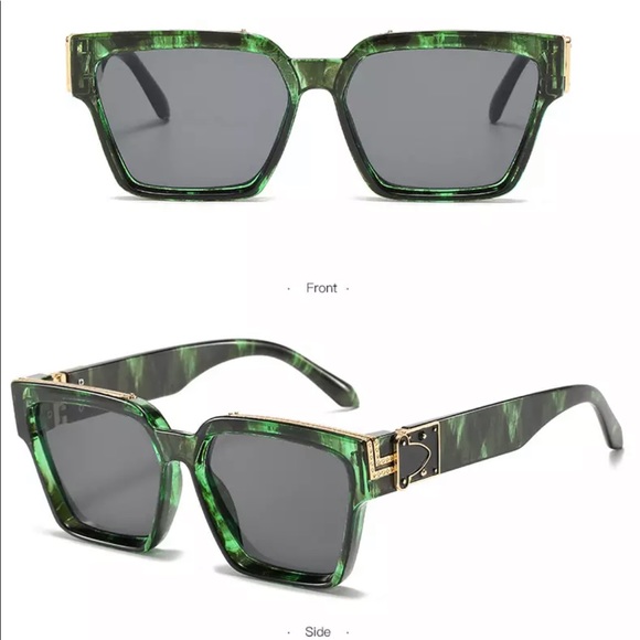 Luxury Brand Men Designer Square Sunglasses Glasses Black Gold Silver - Picture 7 of 15